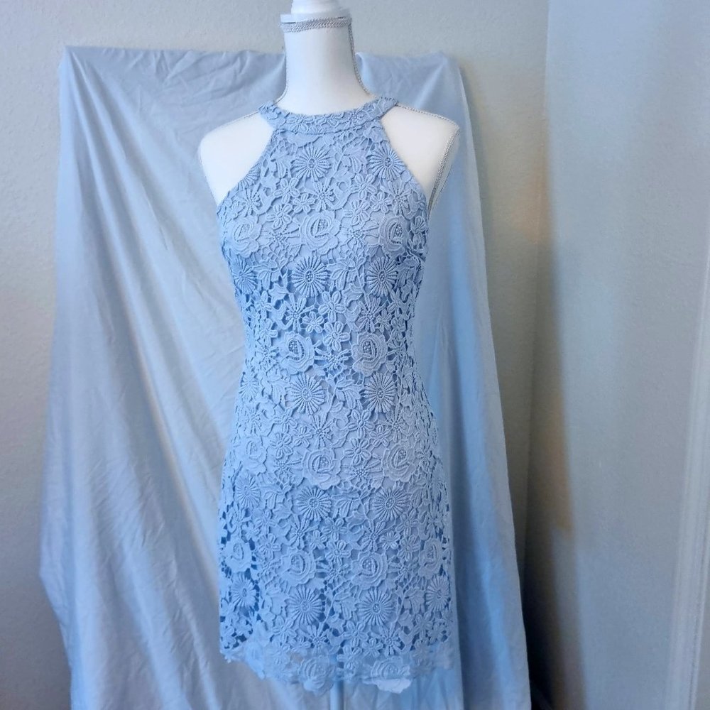 Lulu's medium babyblue floral knitdress,
